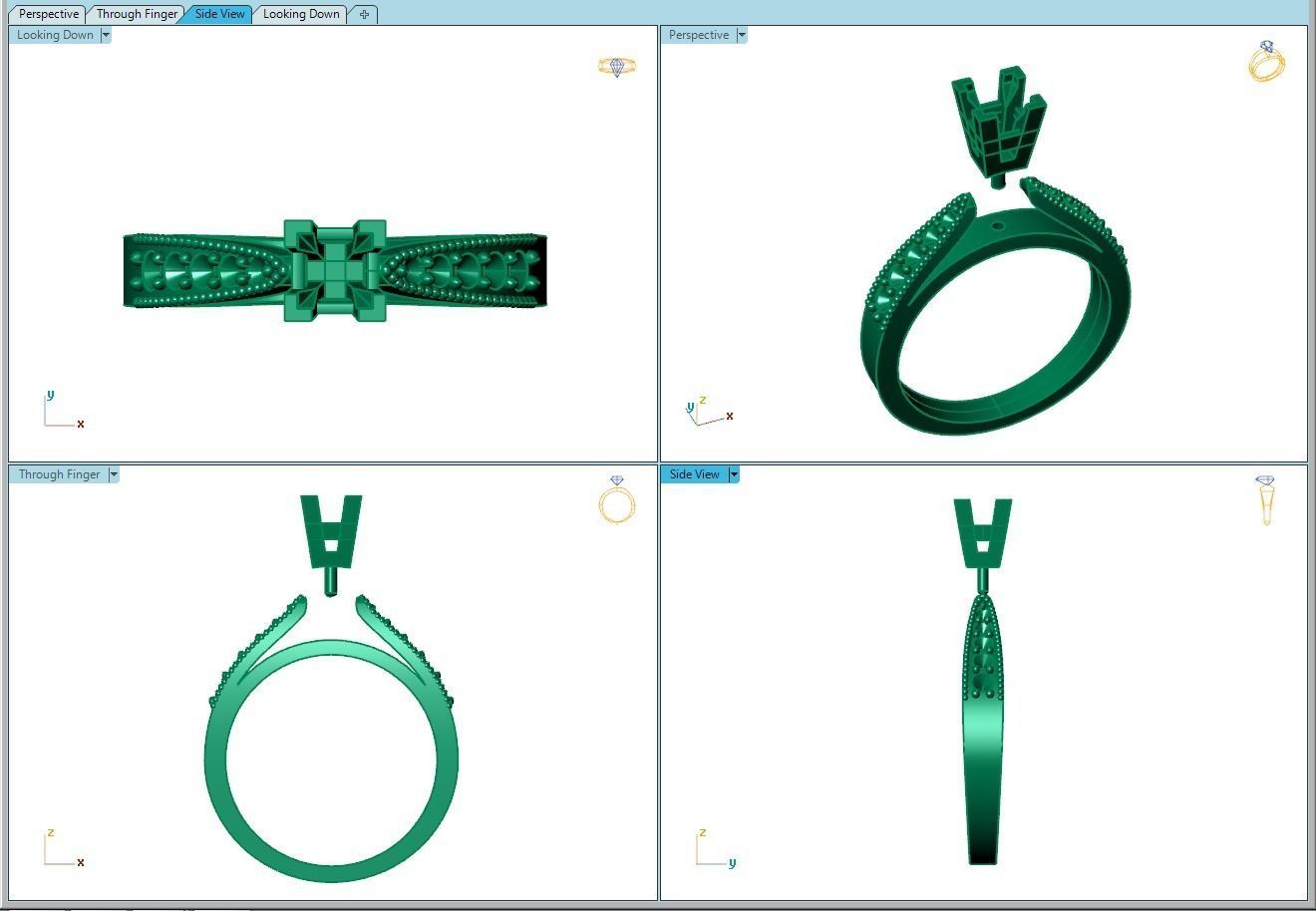Ring367 gold engagement ring with diamonds 3D print model_8