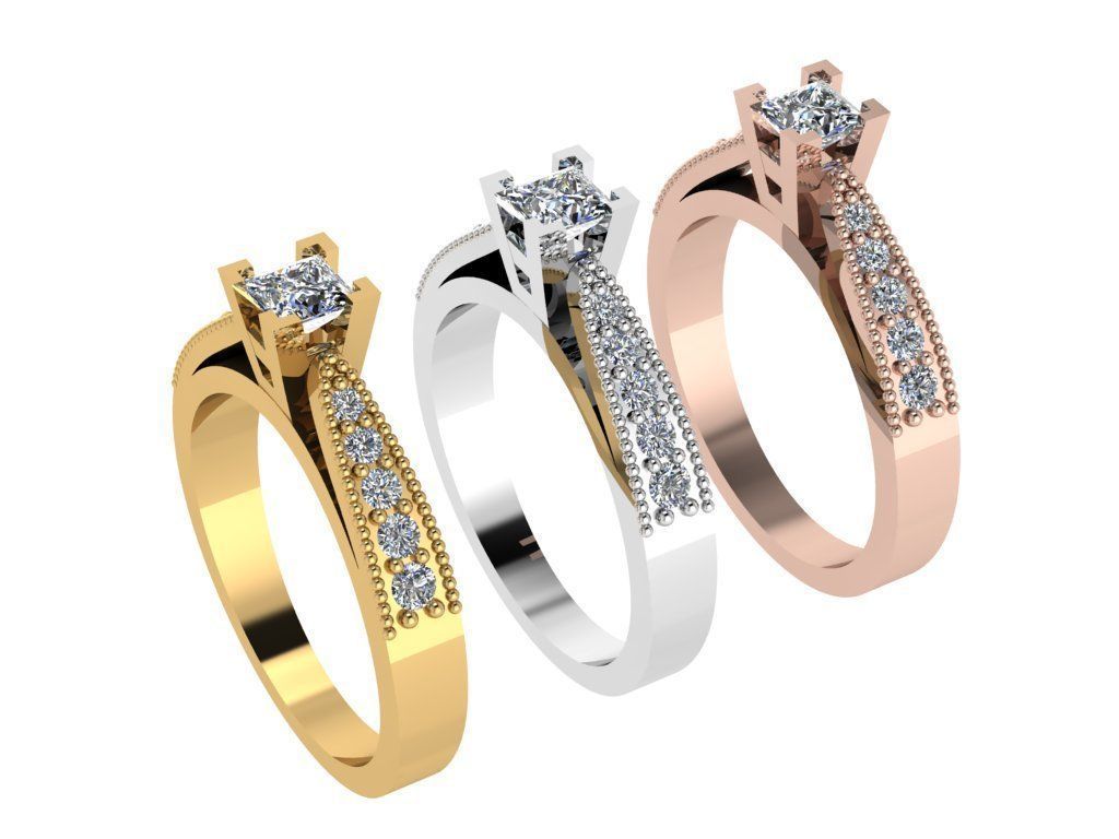 Ring367 gold engagement ring with diamonds 3D print model_4