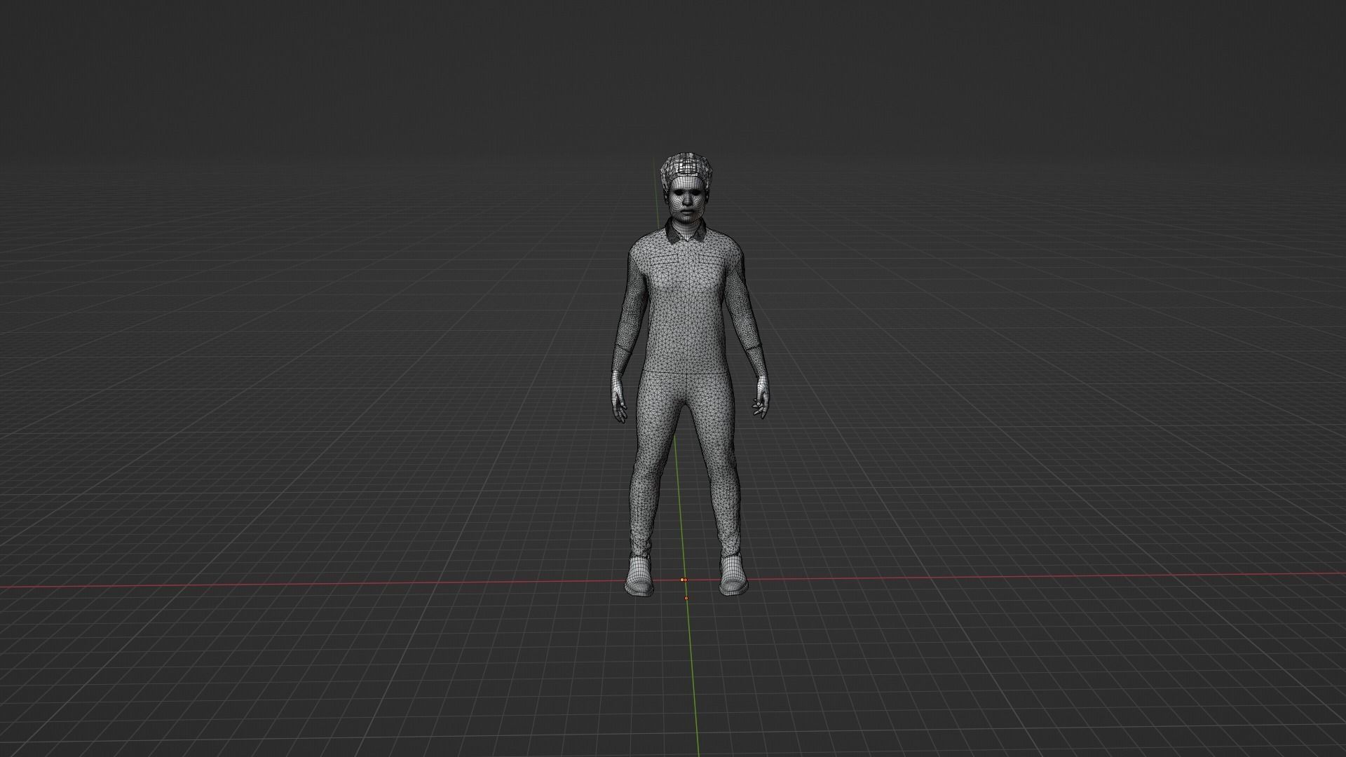 Prisoner man in orange jumpsuit Low-poly 3D model_9