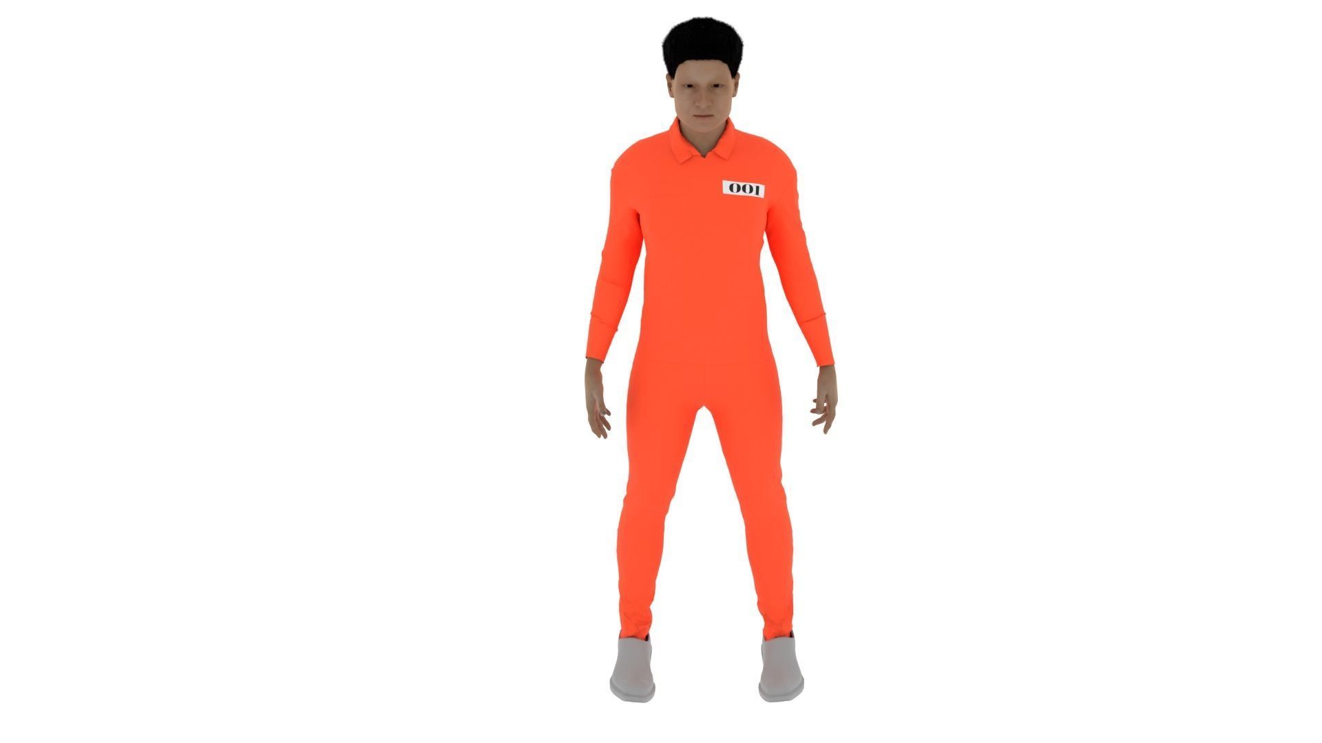 Prisoner man in orange jumpsuit Low-poly 3D model_2
