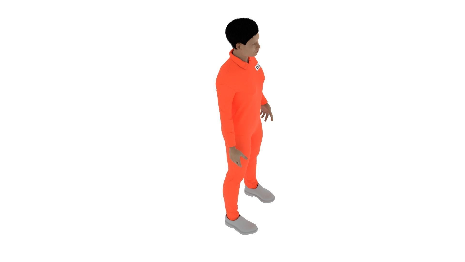 Prisoner man in orange jumpsuit Low-poly 3D model_6