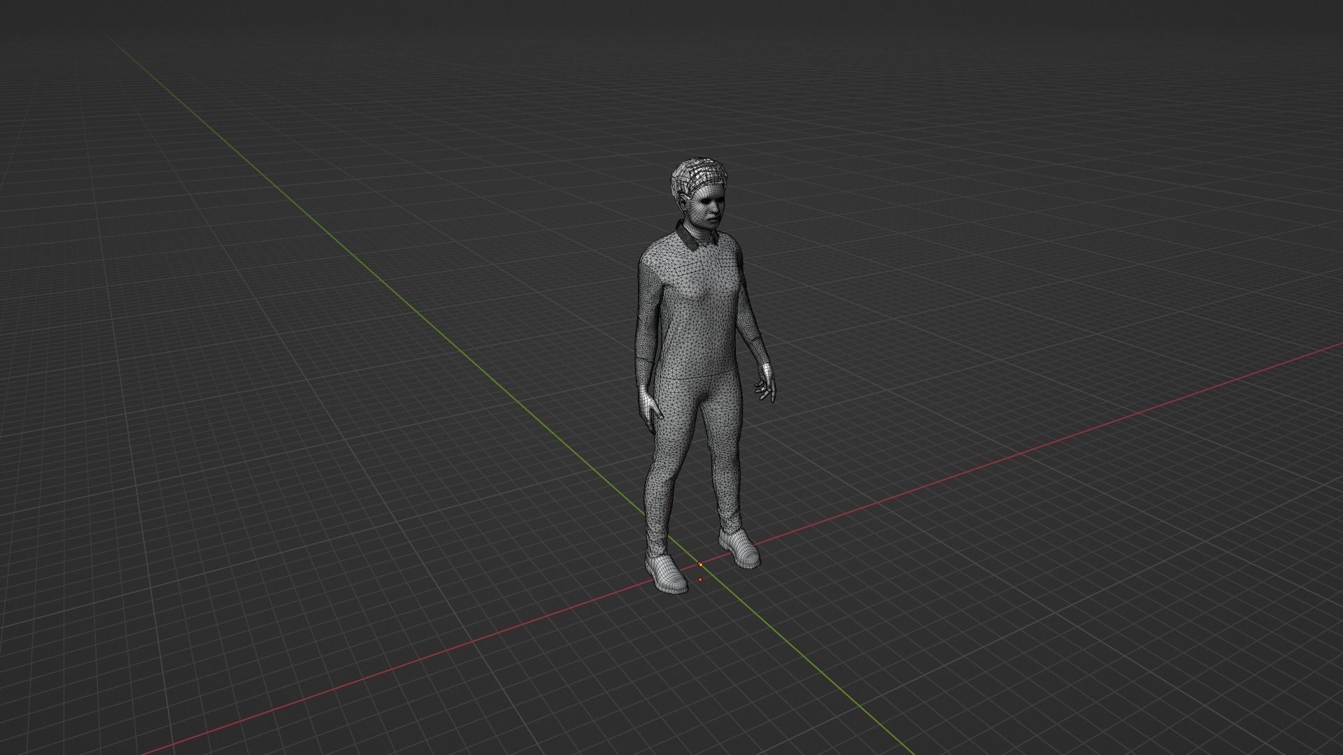 Prisoner man in orange jumpsuit Low-poly 3D model_8