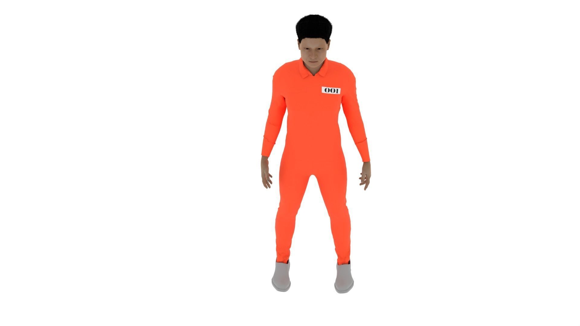 Prisoner man in orange jumpsuit Low-poly 3D model_5