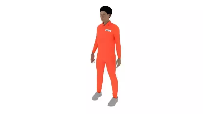 Prisoner man in orange jumpsuit