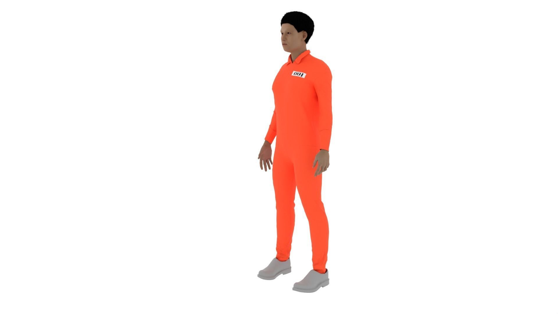 Prisoner man in orange jumpsuit Low-poly 3D model_4