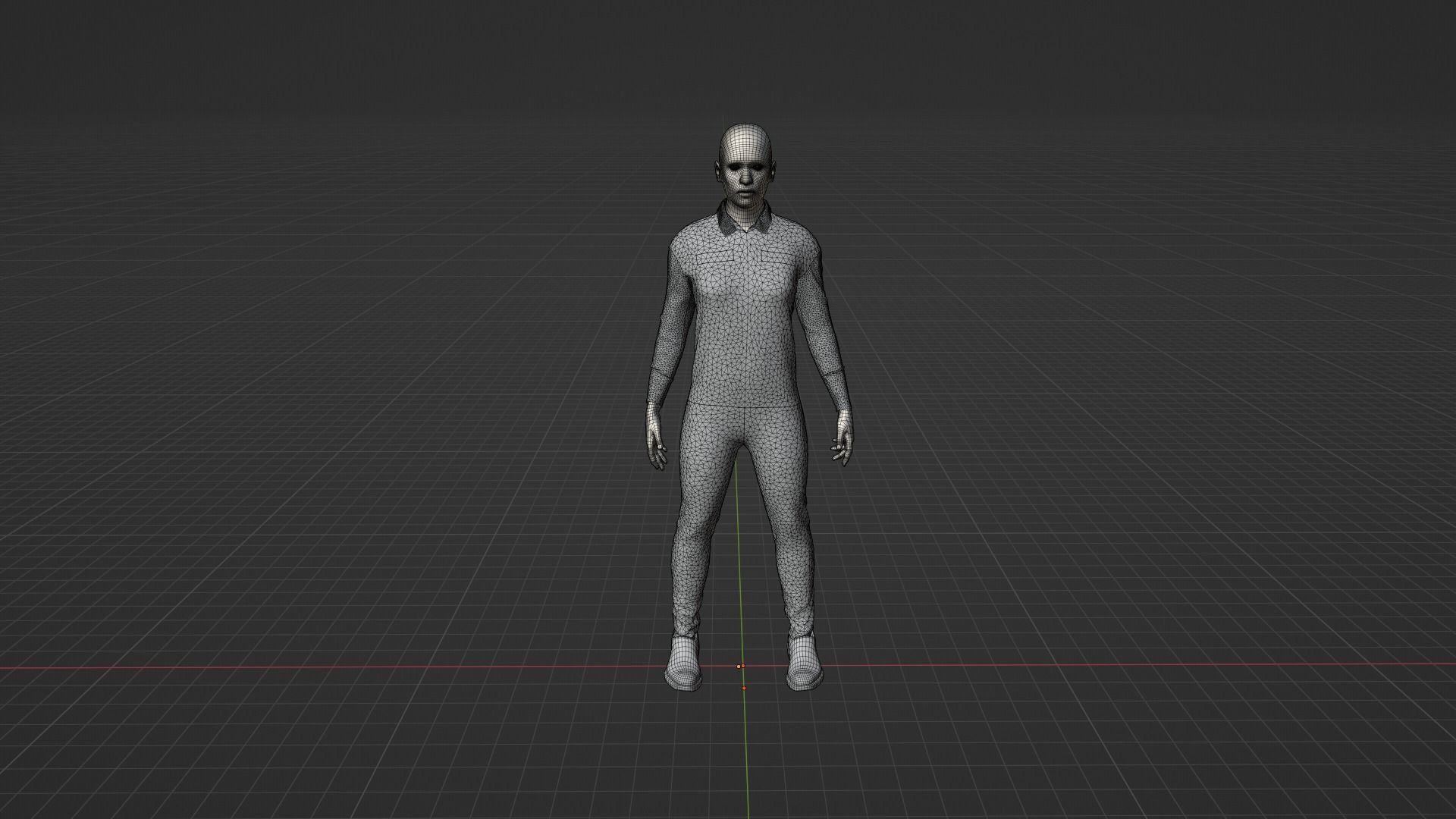 Prisoner man in orange jumpsuit Low-poly 3D model_9