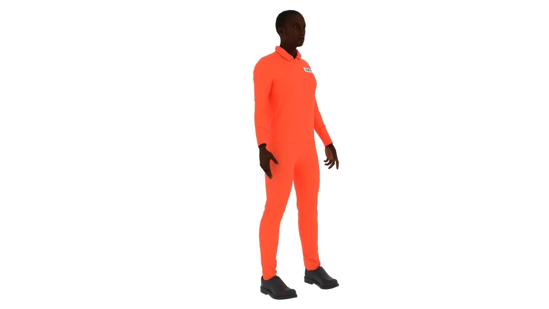Prisoner man in orange jumpsuit Low-poly 3D model_3