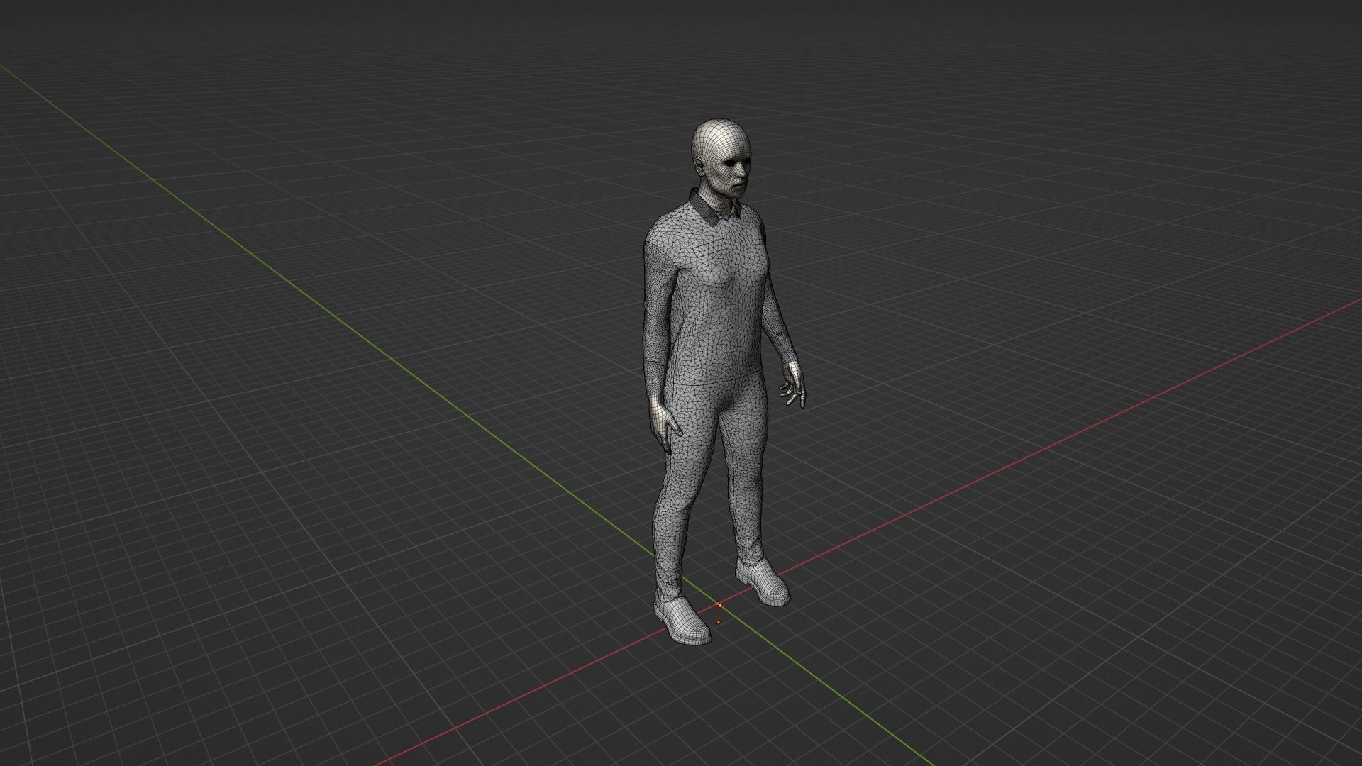 Prisoner man in orange jumpsuit Low-poly 3D model_8