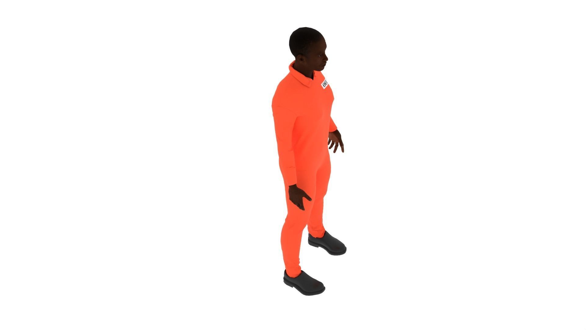 Prisoner man in orange jumpsuit Low-poly 3D model_6