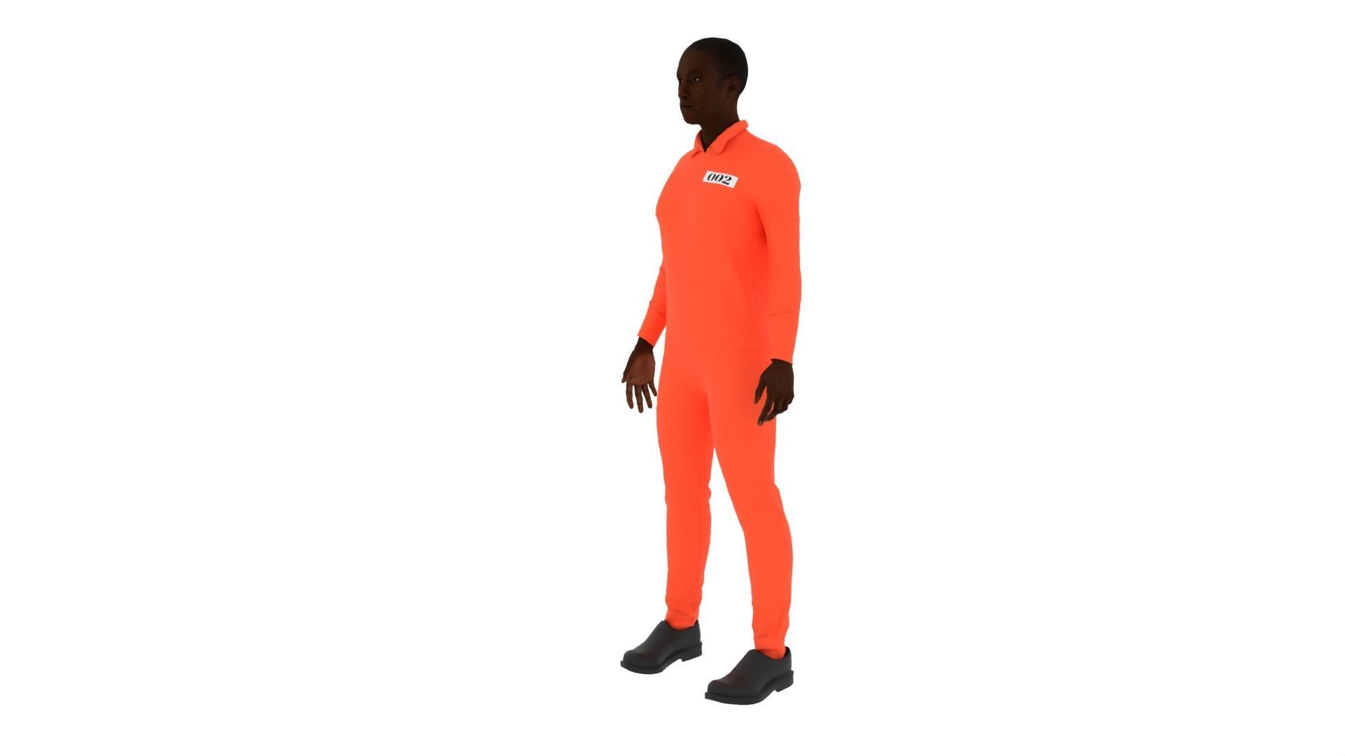 Prisoner man in orange jumpsuit Low-poly 3D model_4
