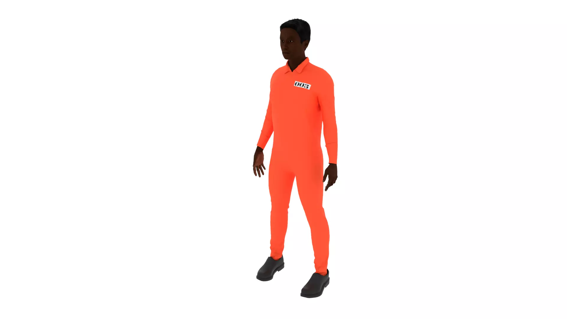 Prisoner man in orange jumpsuit Low-poly 3D model