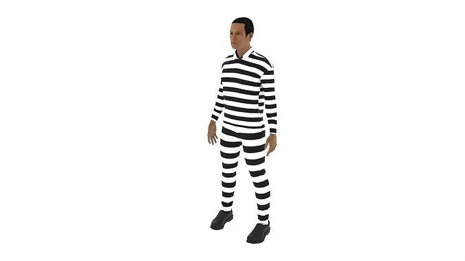 Prisoner man in prison uniform Low-poly 3D model