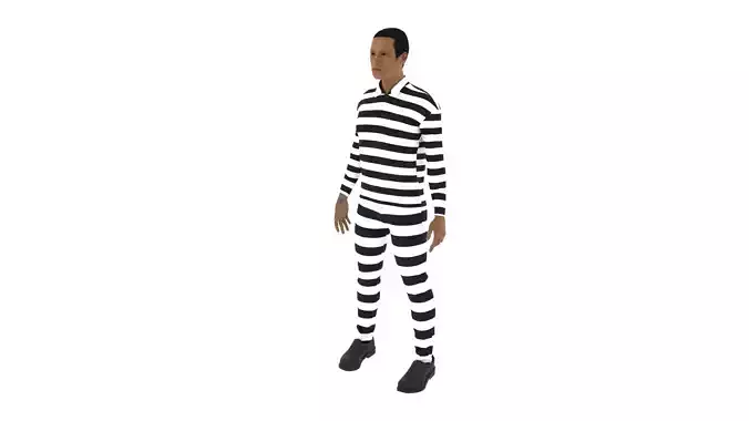 Prisoner man in prison uniform Low-poly 3D model