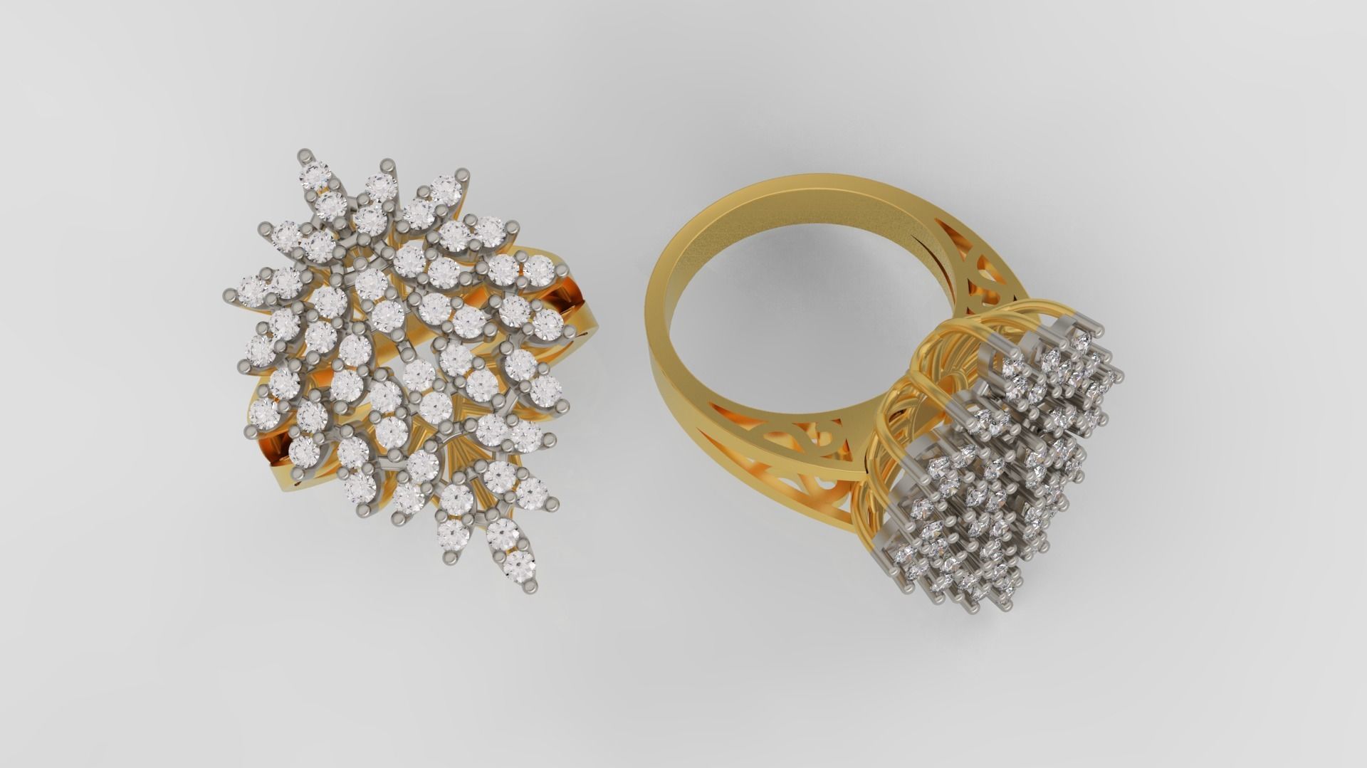 Ring and Earrings Diamond jewelry set 3d print model A33 3D print model_4