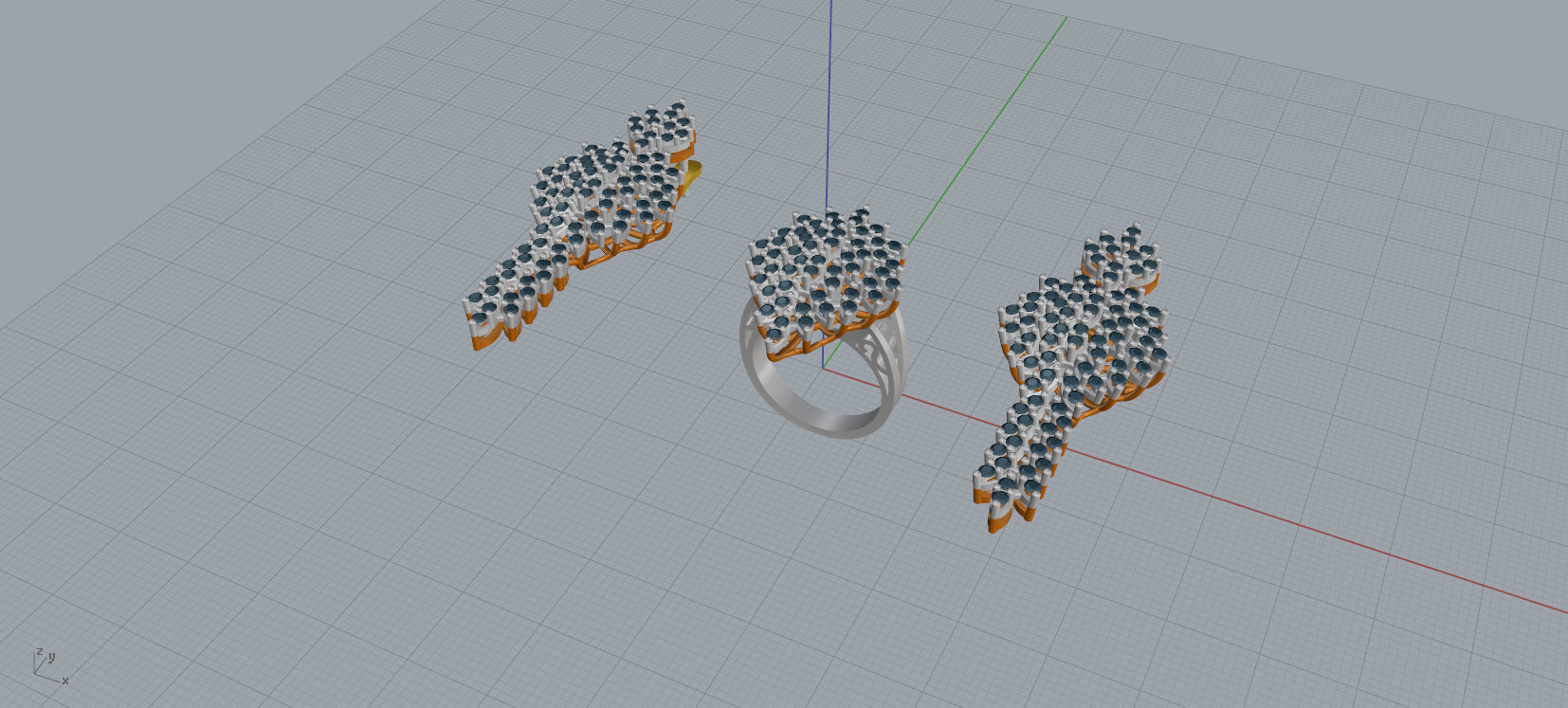 Ring and Earrings Diamond jewelry set 3d print model A33 3D print model_13