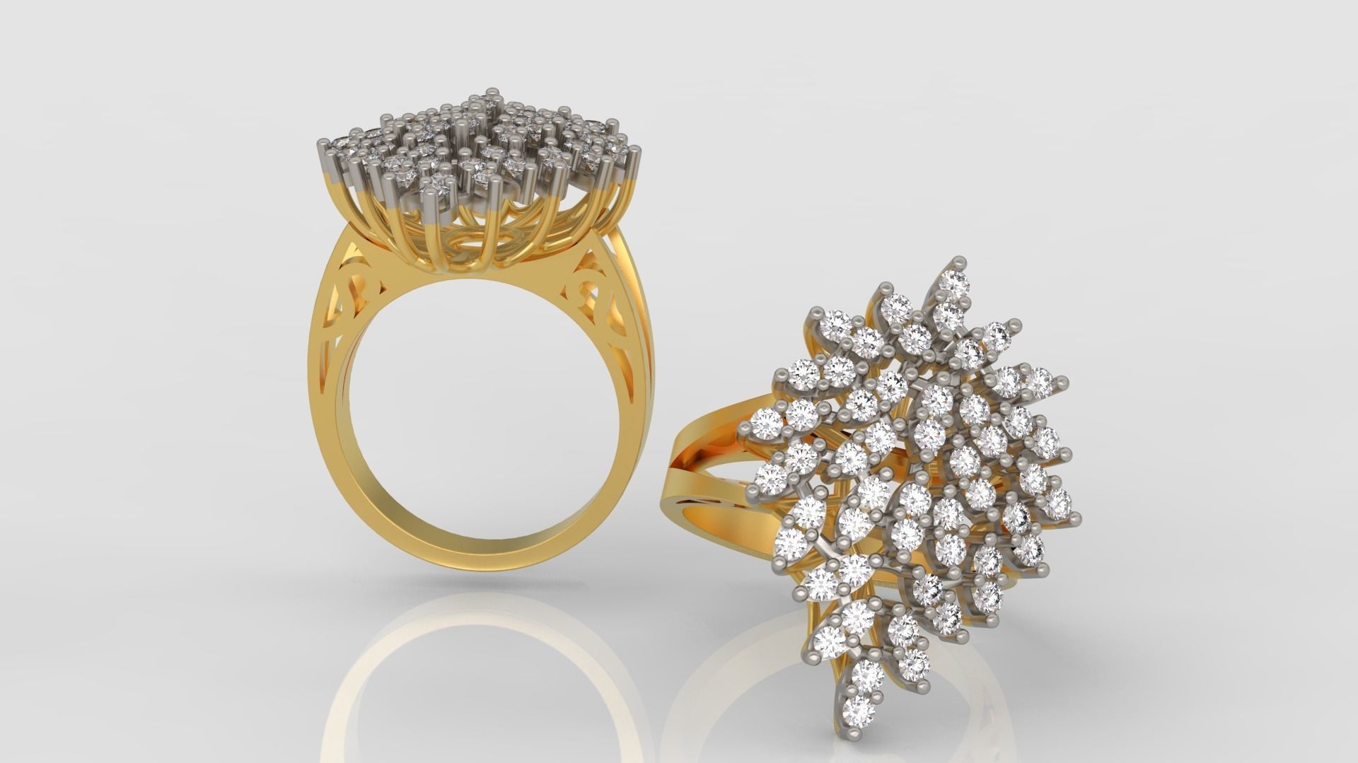 Ring and Earrings Diamond jewelry set 3d print model A33 3D print model_2