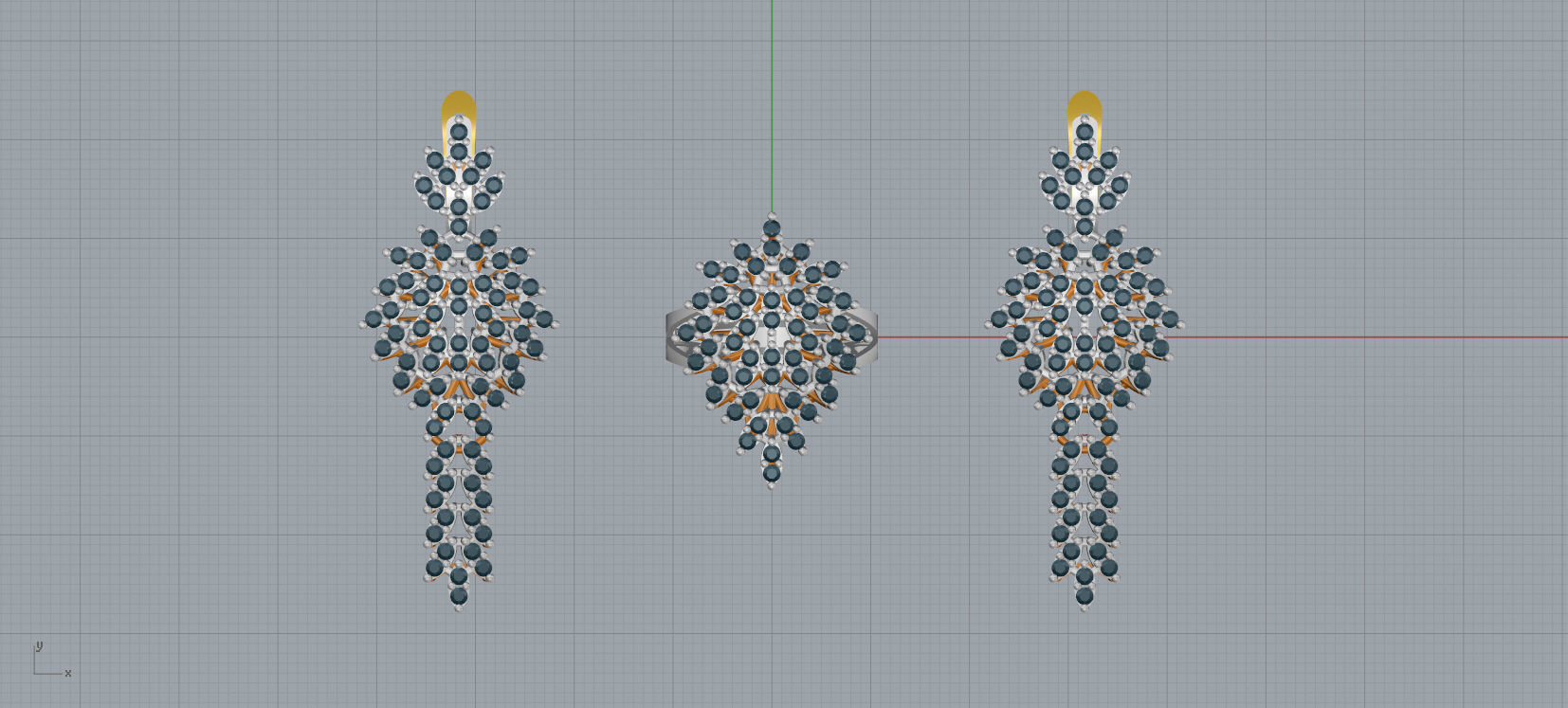 Ring and Earrings Diamond jewelry set 3d print model A33 3D print model_14