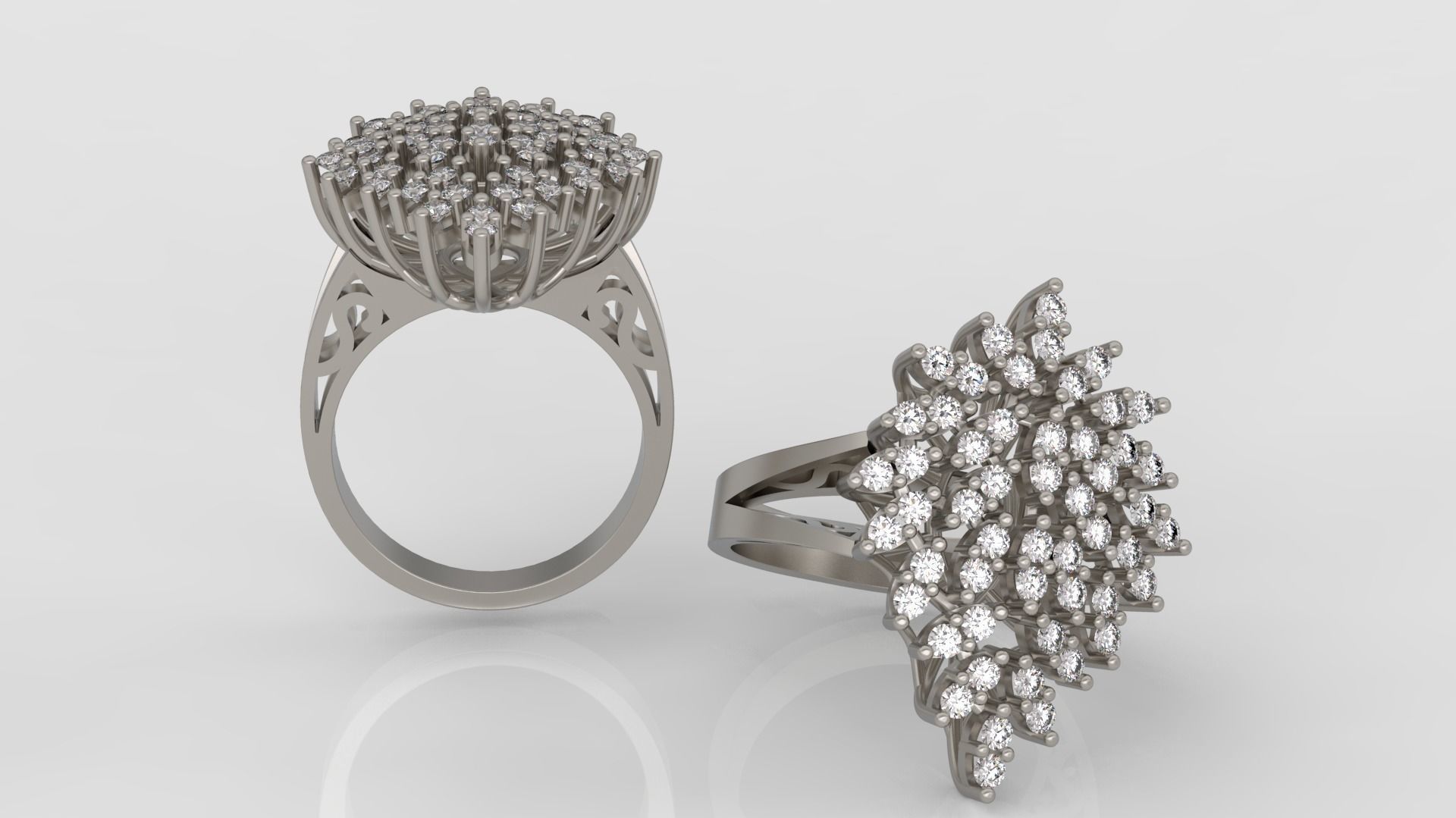 Ring and Earrings Diamond jewelry set 3d print model A33 3D print model_5