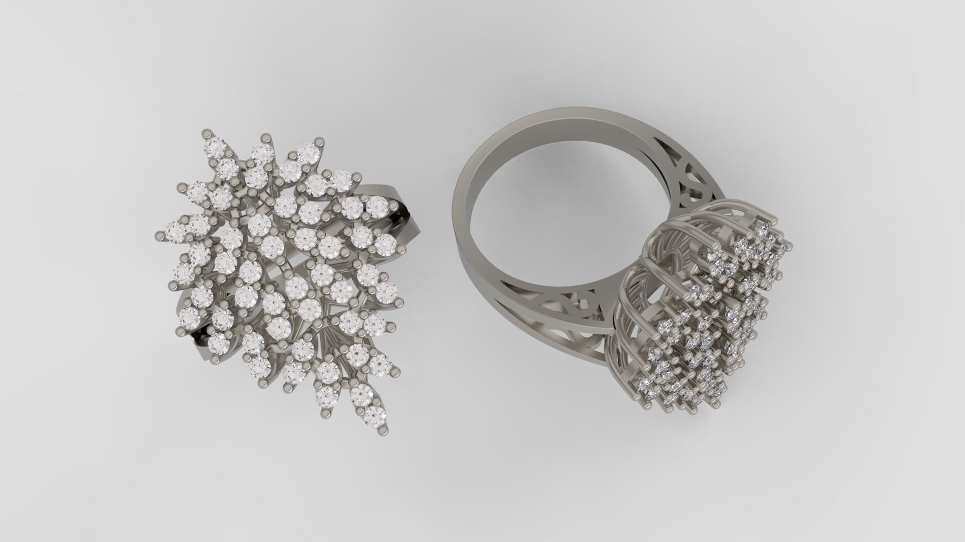 Ring and Earrings Diamond jewelry set 3d print model A33 3D print model_1