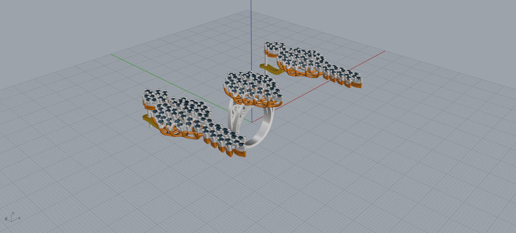 Ring and Earrings Diamond jewelry set 3d print model A33 3D print model_15