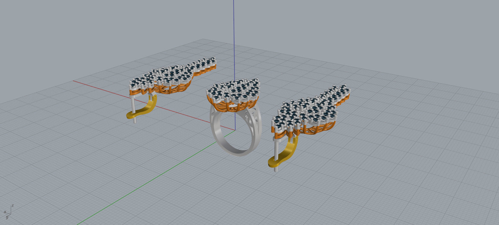 Ring and Earrings Diamond jewelry set 3d print model A33 3D print model_16