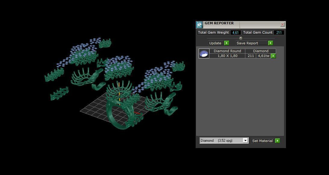 Ring and Earrings Diamond jewelry set 3d print model A33 3D print model_9