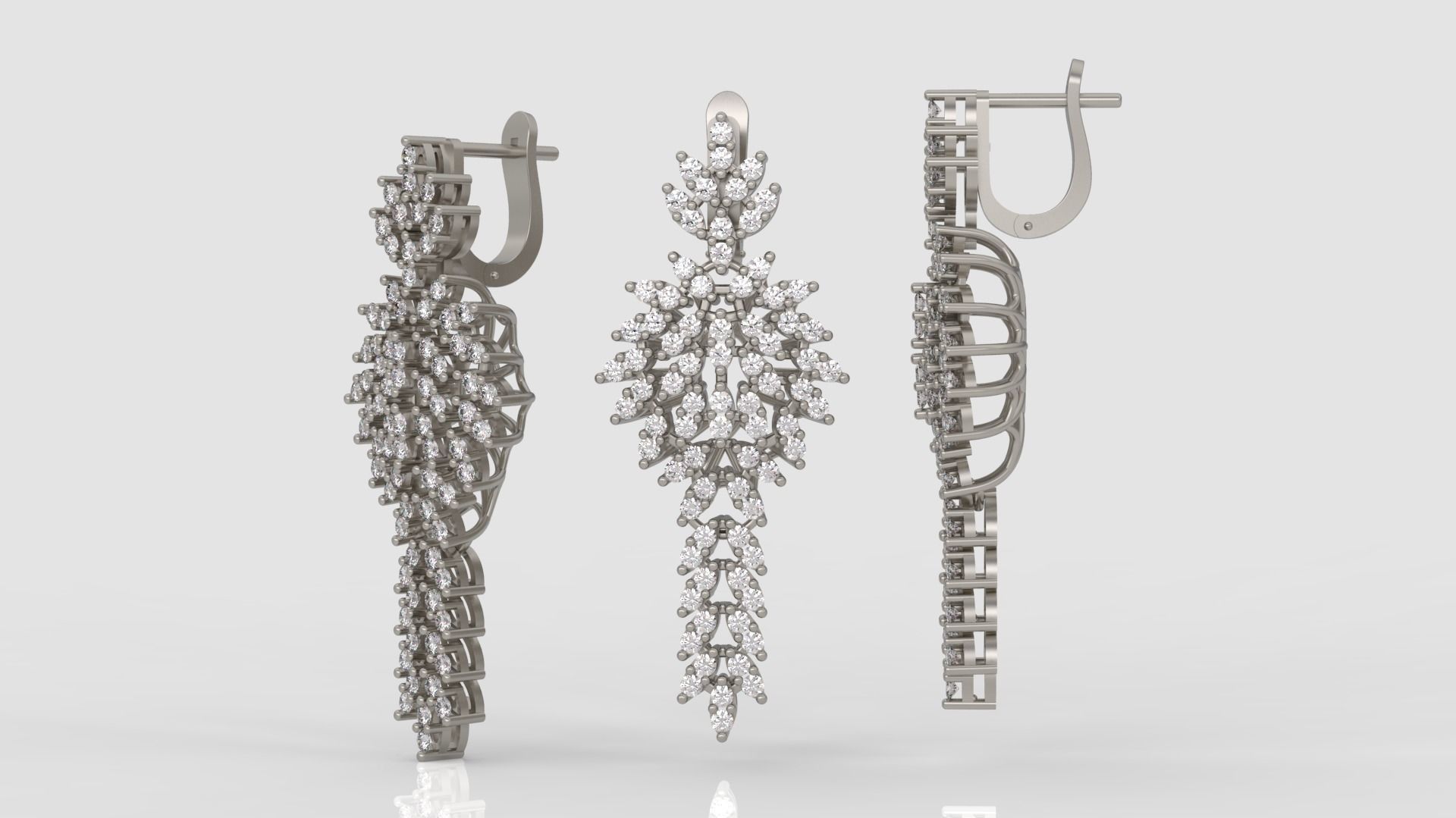 Ring and Earrings Diamond jewelry set 3d print model A33 3D print model_7