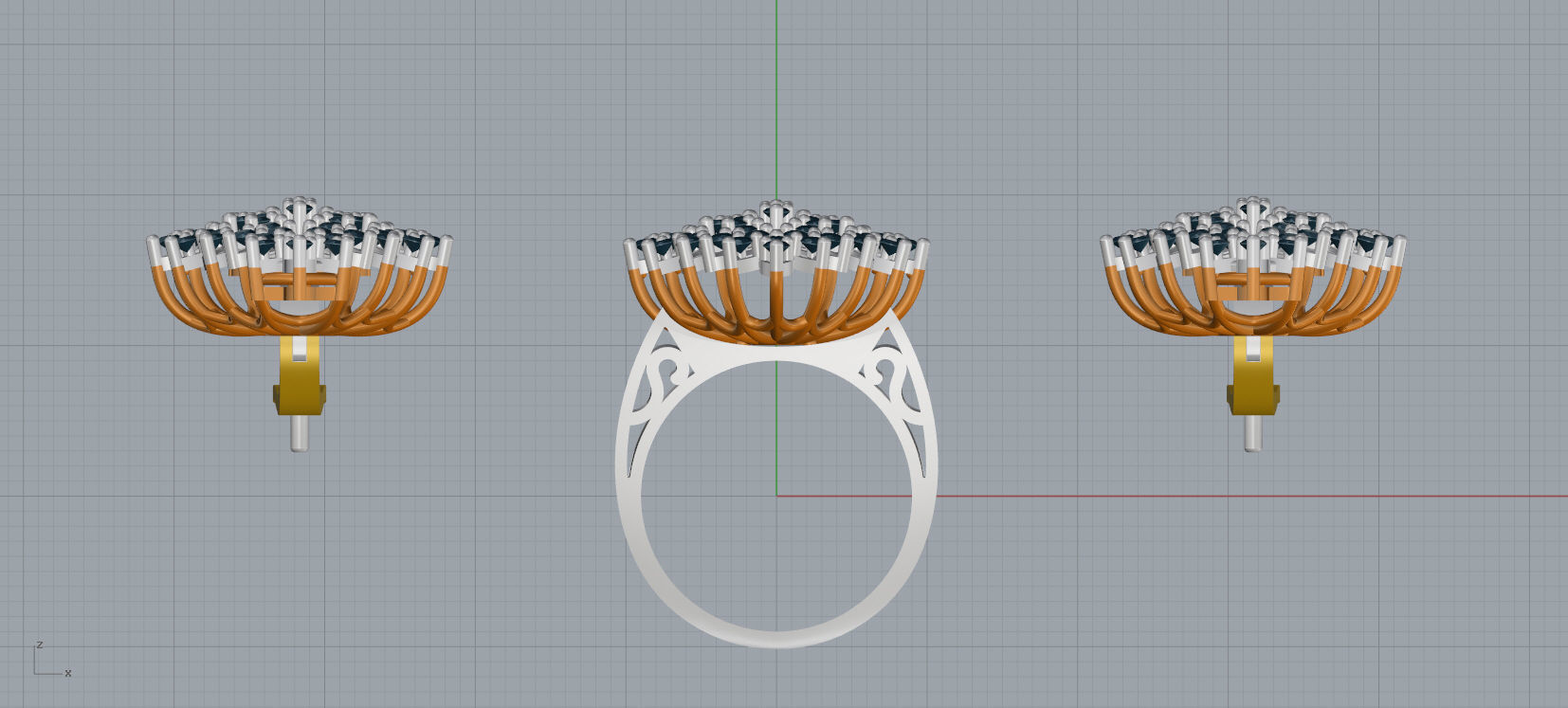 Ring and Earrings Diamond jewelry set 3d print model A33 3D print model_11