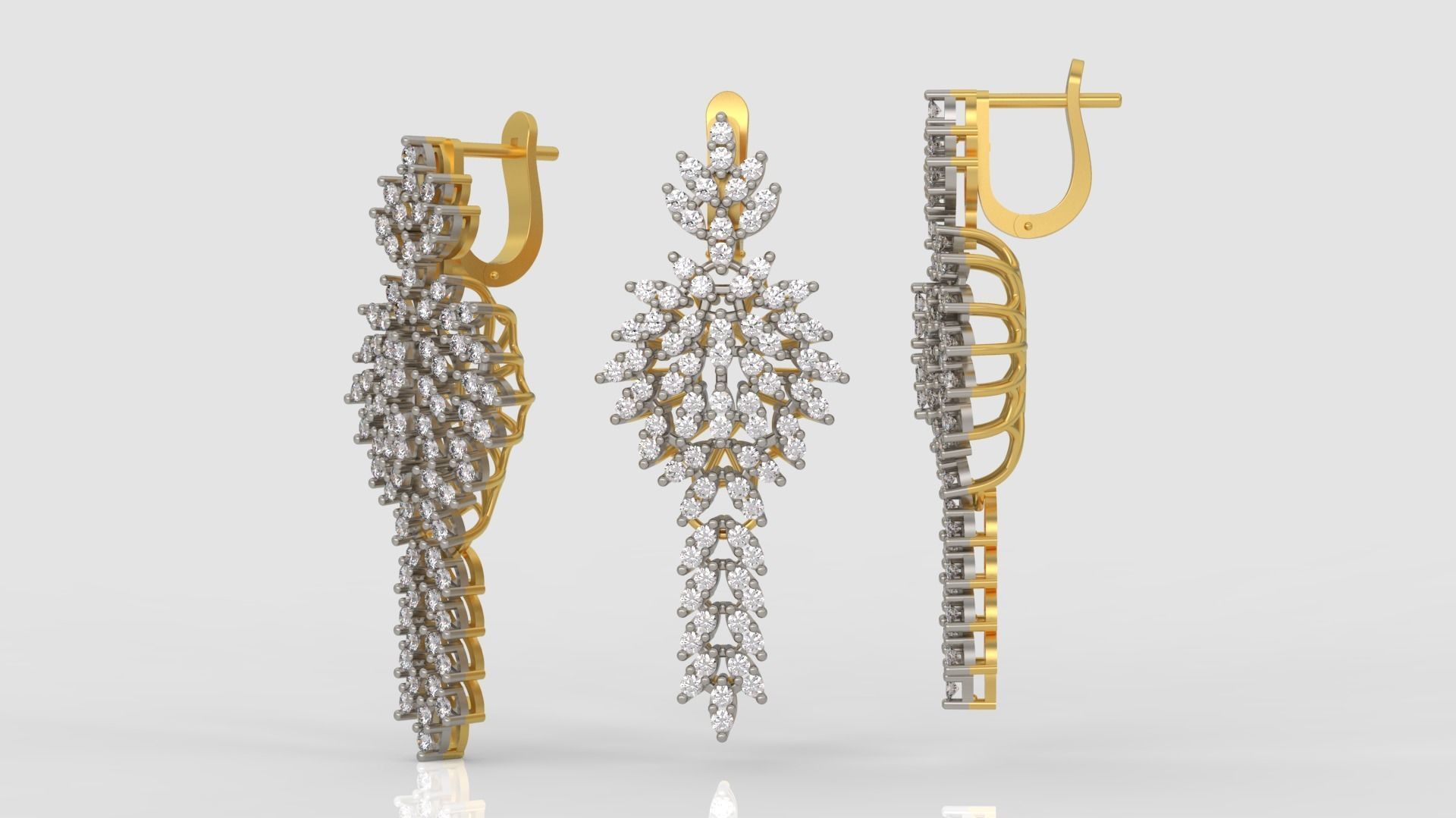 Ring and Earrings Diamond jewelry set 3d print model A33 3D print model_6