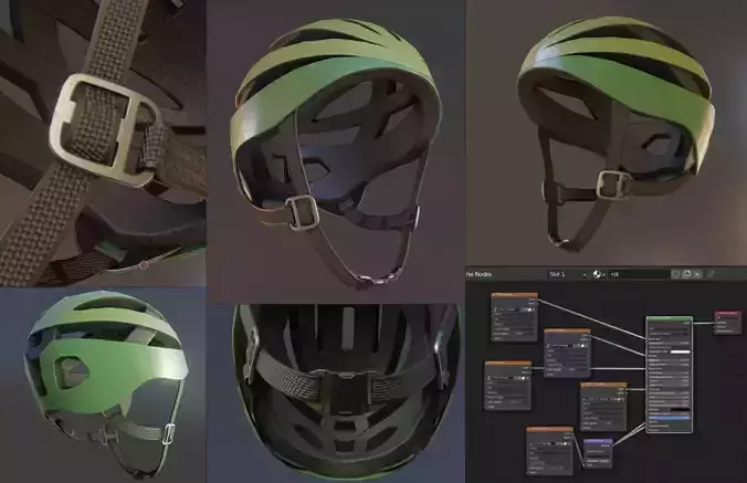 Low-Poly Bicycle Helmet Green 