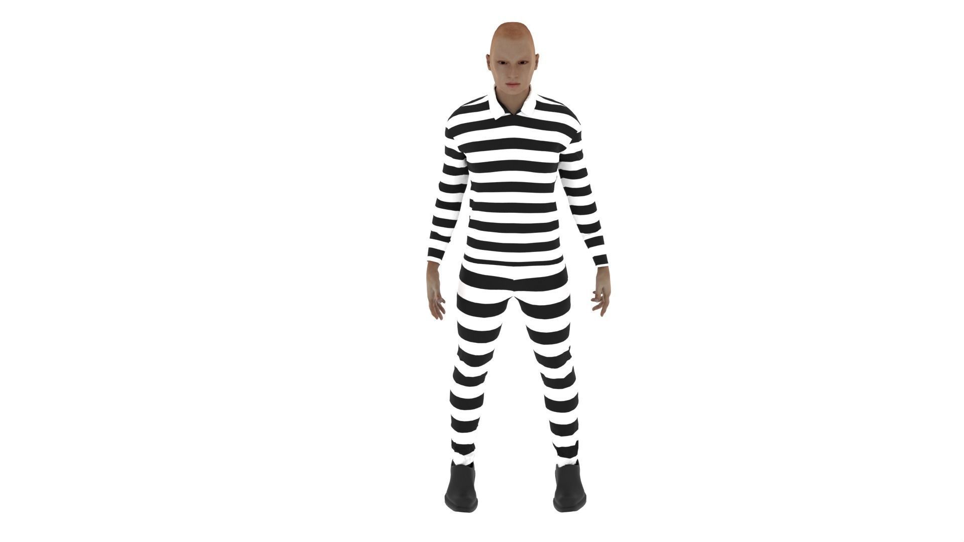 Prisoner man in prison uniform Low-poly 3D model_2
