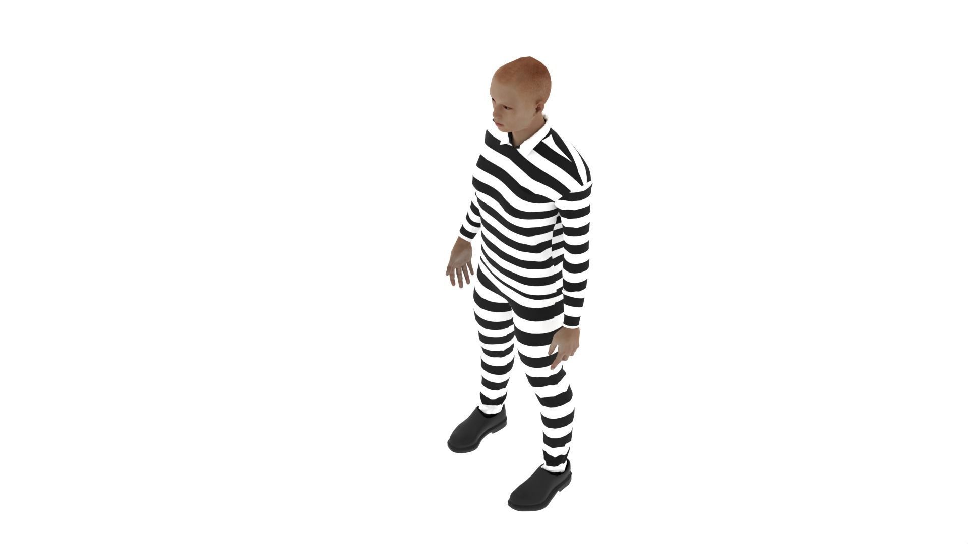 Prisoner man in prison uniform Low-poly 3D model_7