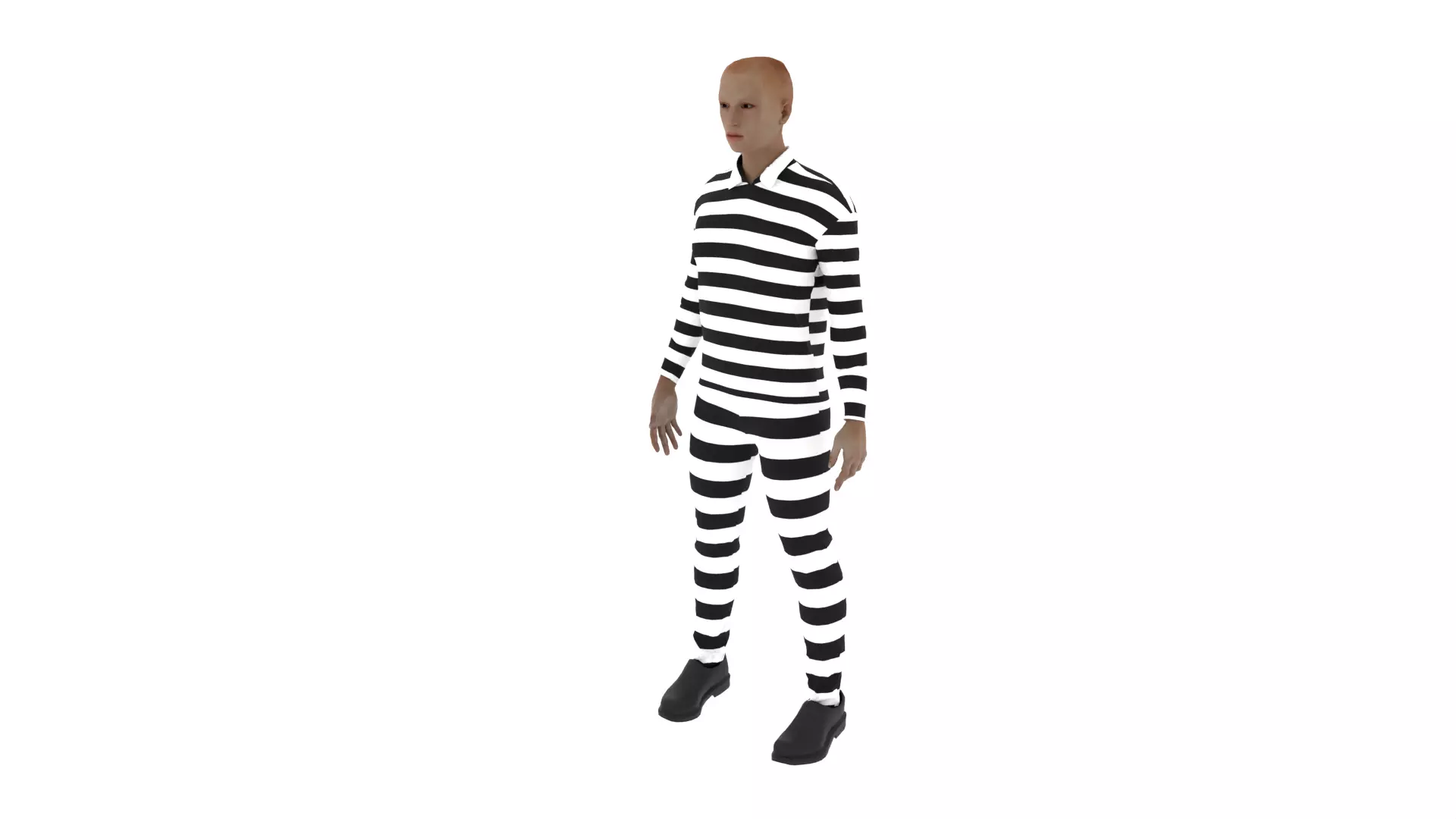 Prisoner man in prison uniform Low-poly 3D model_0
