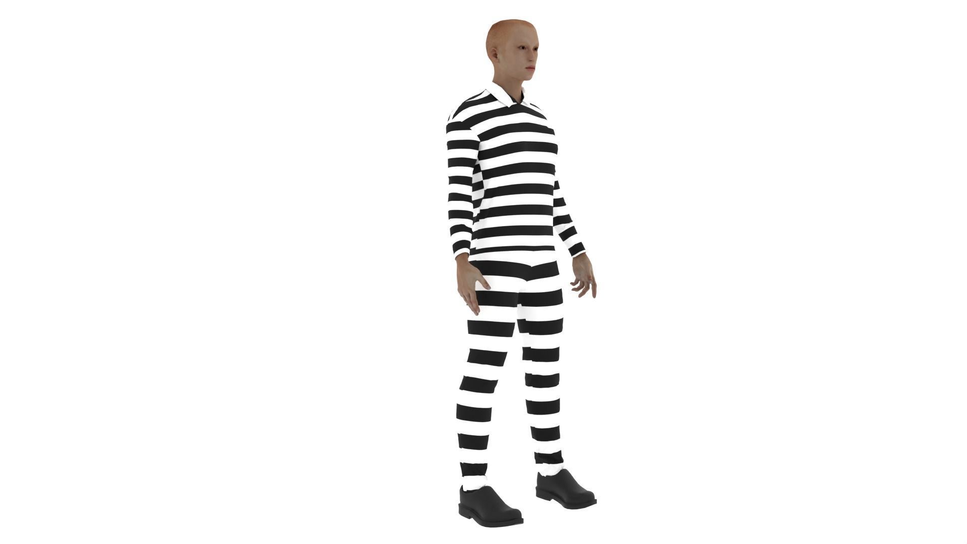Prisoner man in prison uniform Low-poly 3D model_3