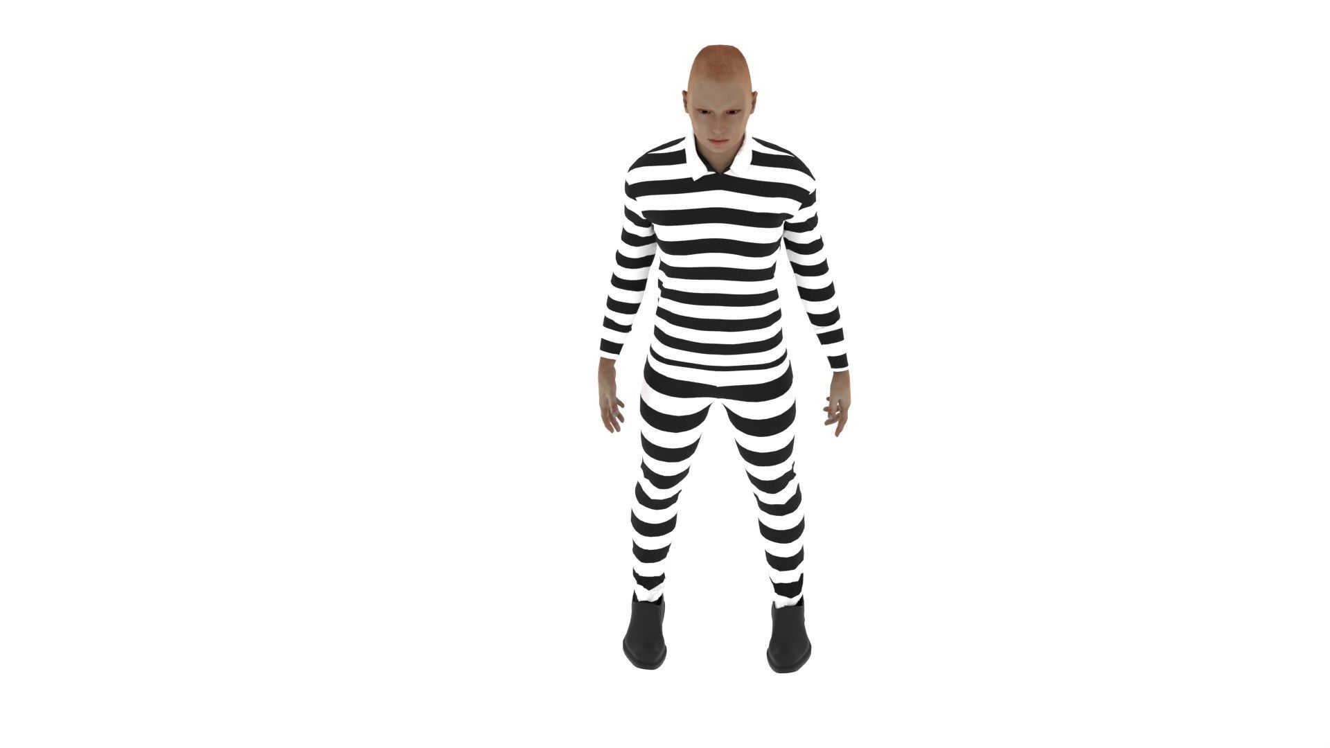 Prisoner man in prison uniform Low-poly 3D model_5