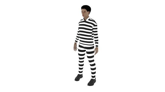 Prisoner man in prison uniform Low-poly 3D model