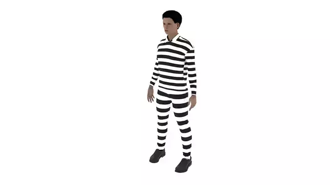 Prisoner man in prison uniform Low-poly 3D model