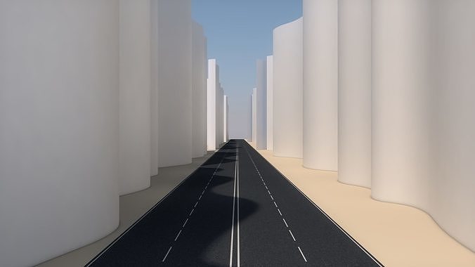 Futuristic Highway Low-poly 3D model