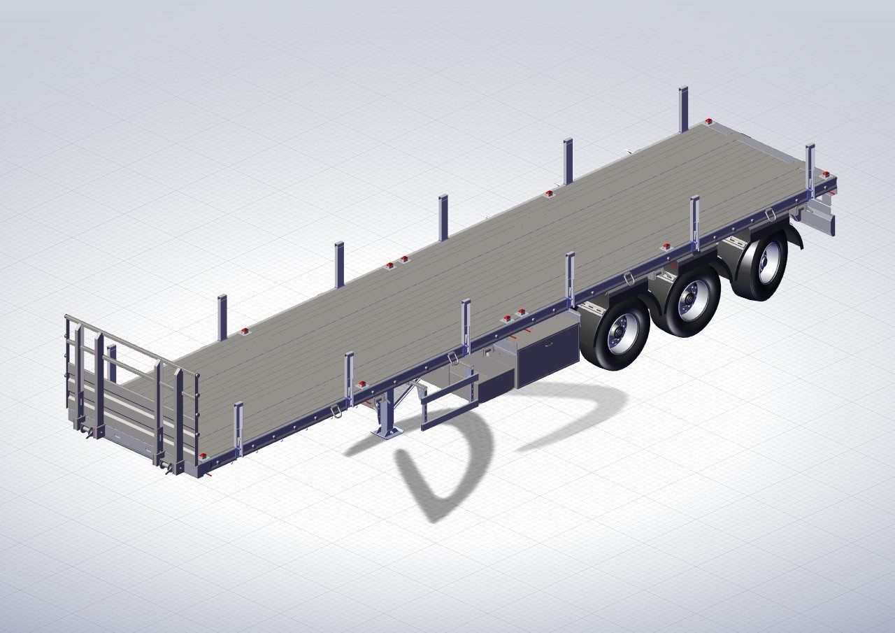 FLATBED trailer 3D model_1