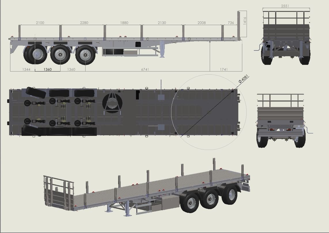FLATBED trailer 3D model_14
