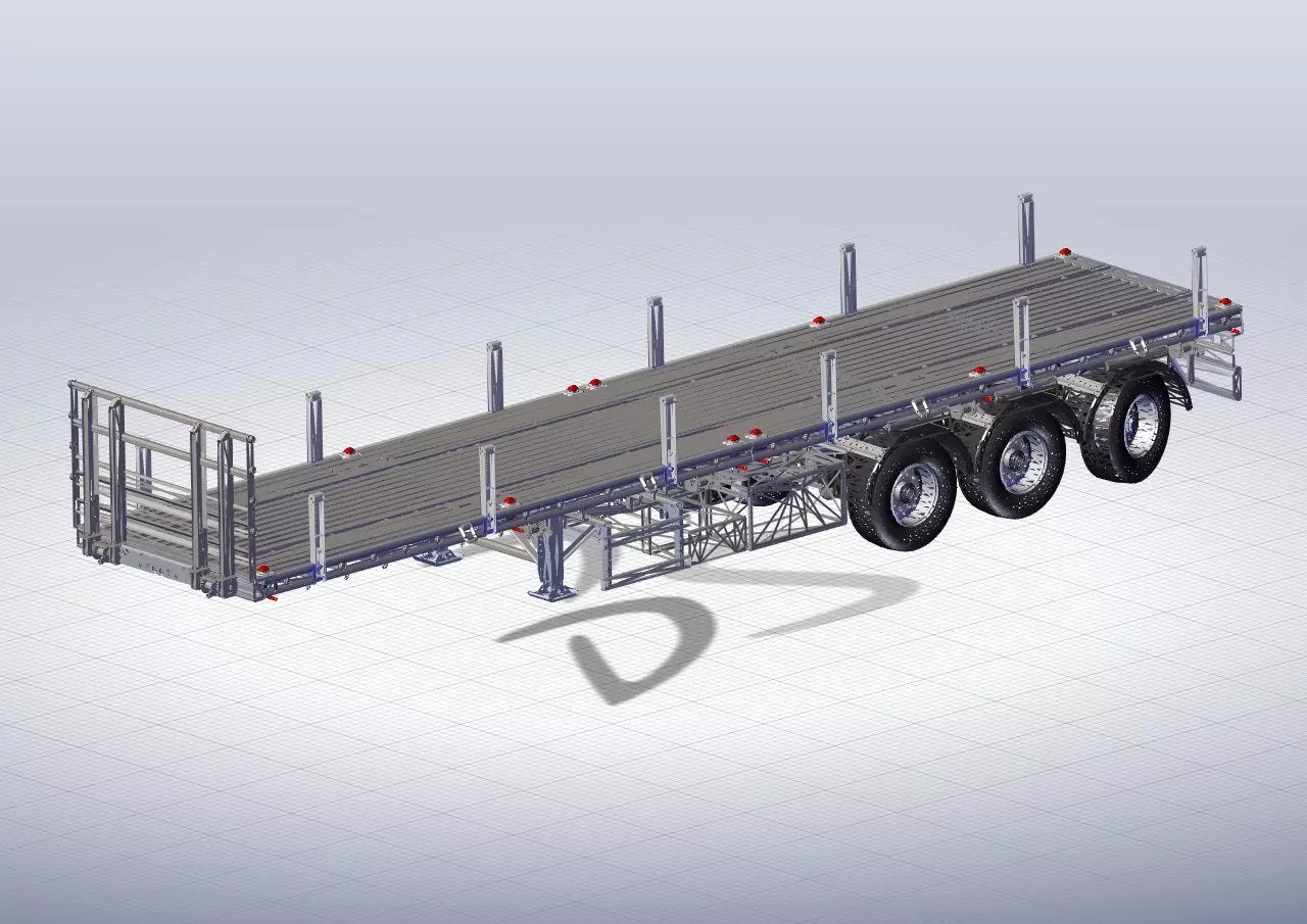 FLATBED trailer 3D model_0