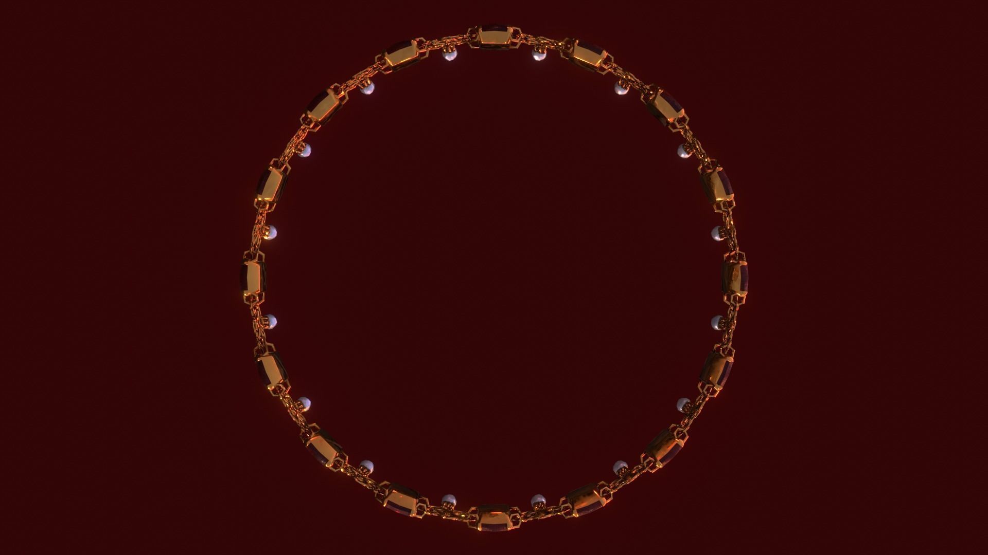 Ruby gold choker Low-poly 3D model_6