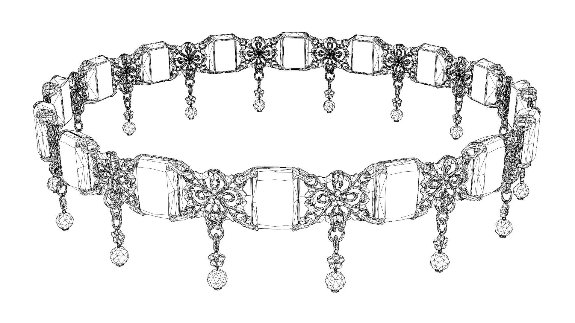 Ruby gold choker Low-poly 3D model_37