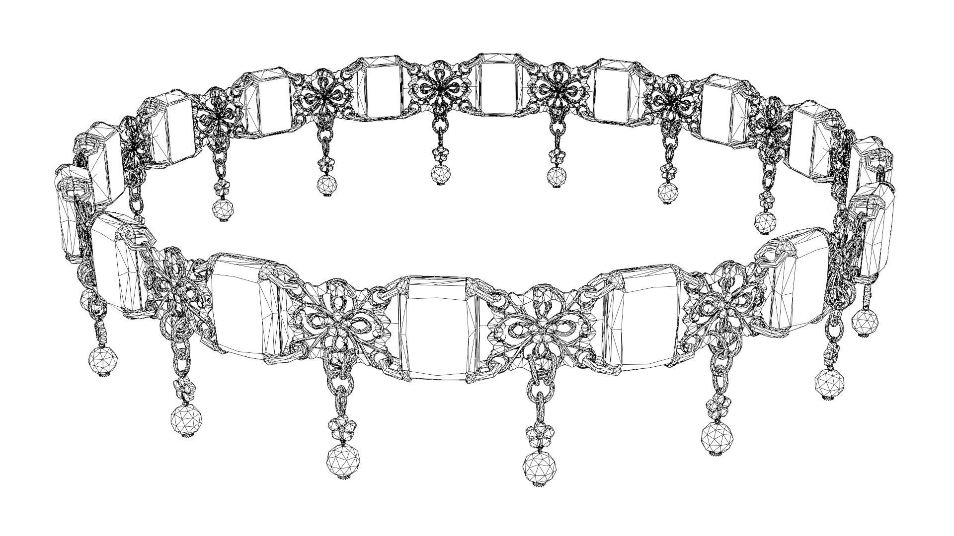 Ruby gold choker Low-poly 3D model_33