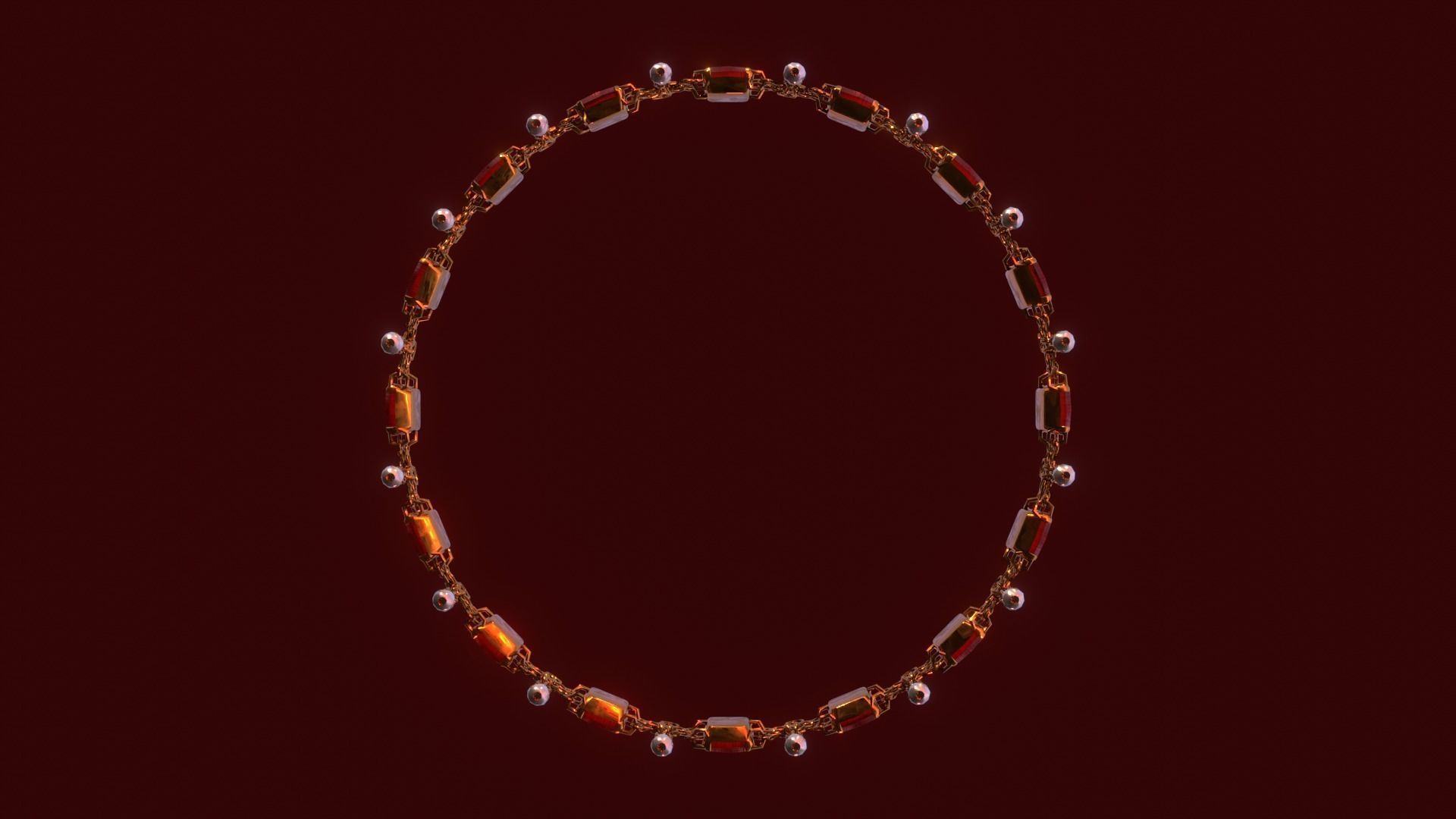 Ruby gold choker Low-poly 3D model_5