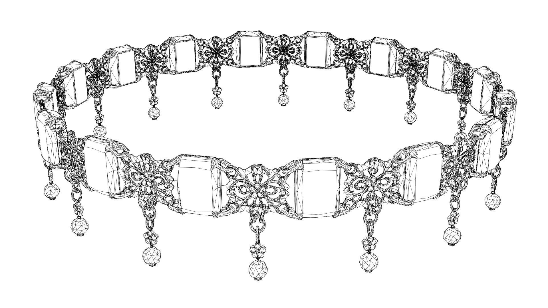 Ruby gold choker Low-poly 3D model_35