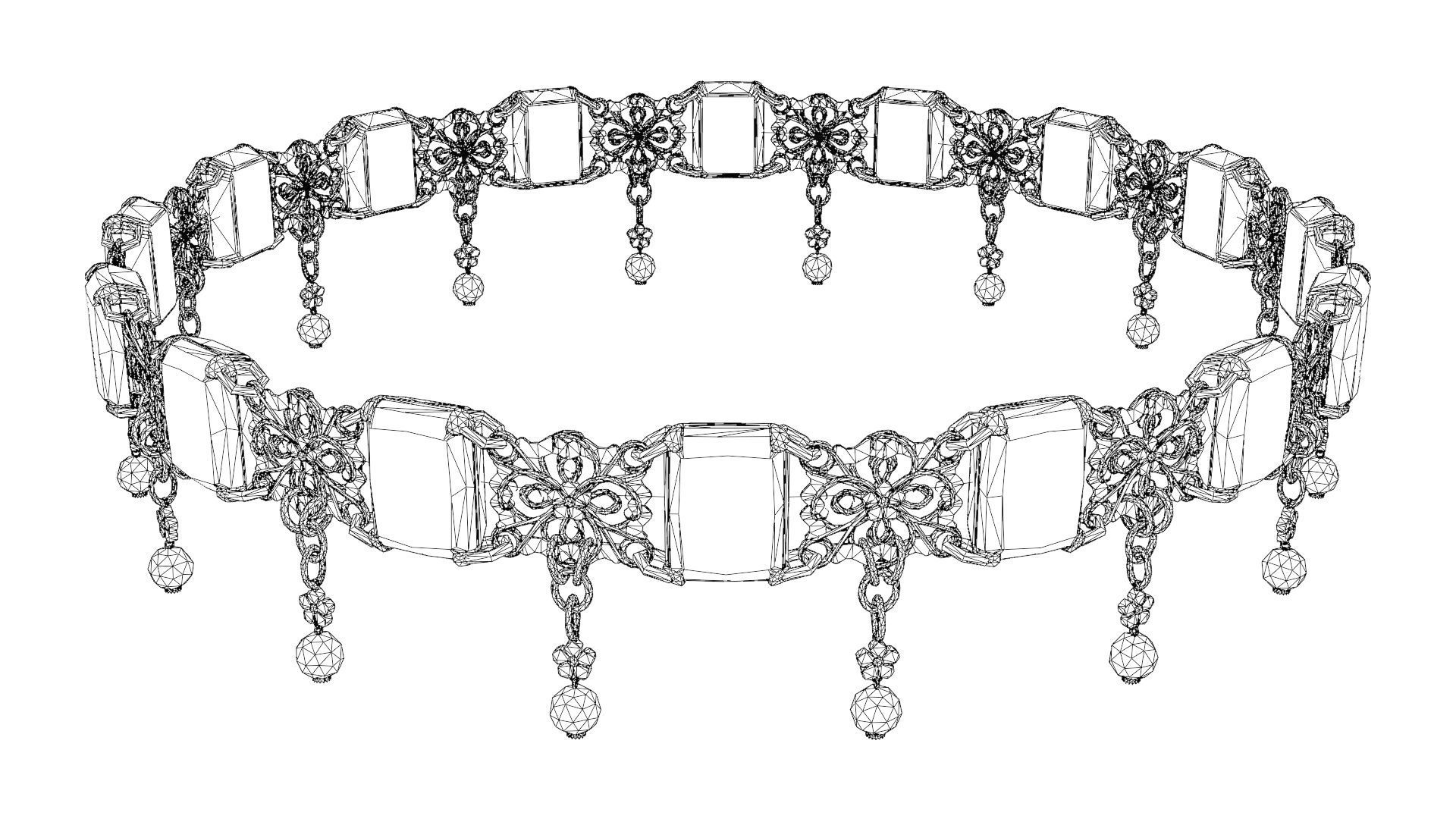 Ruby gold choker Low-poly 3D model_41