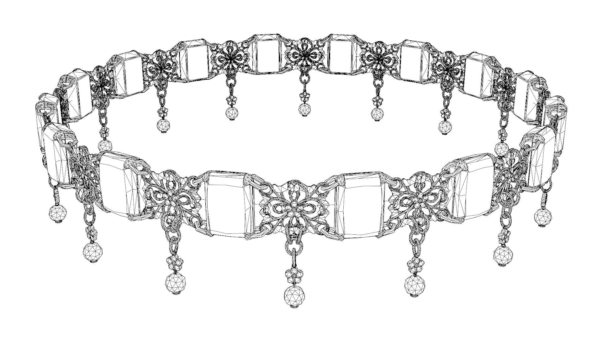 Ruby gold choker Low-poly 3D model_39