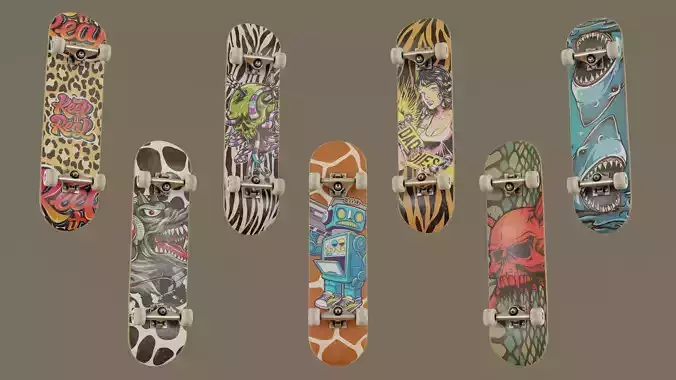 Skateboard Pack 3D Model Collection