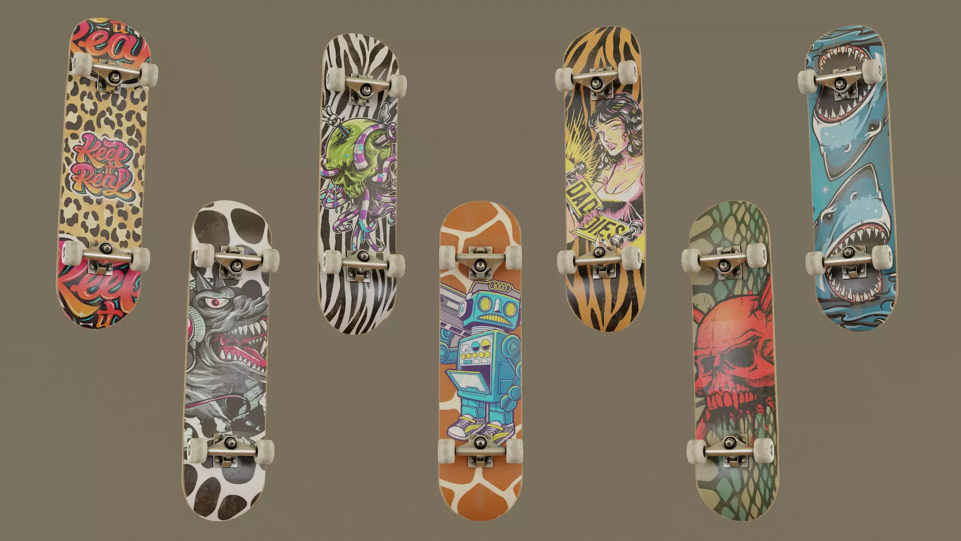 Skateboard Pack 3D Model Collection_0